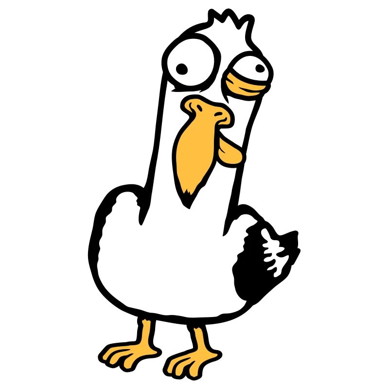 Crazy Seagull Squinting Grimace Insane Bird