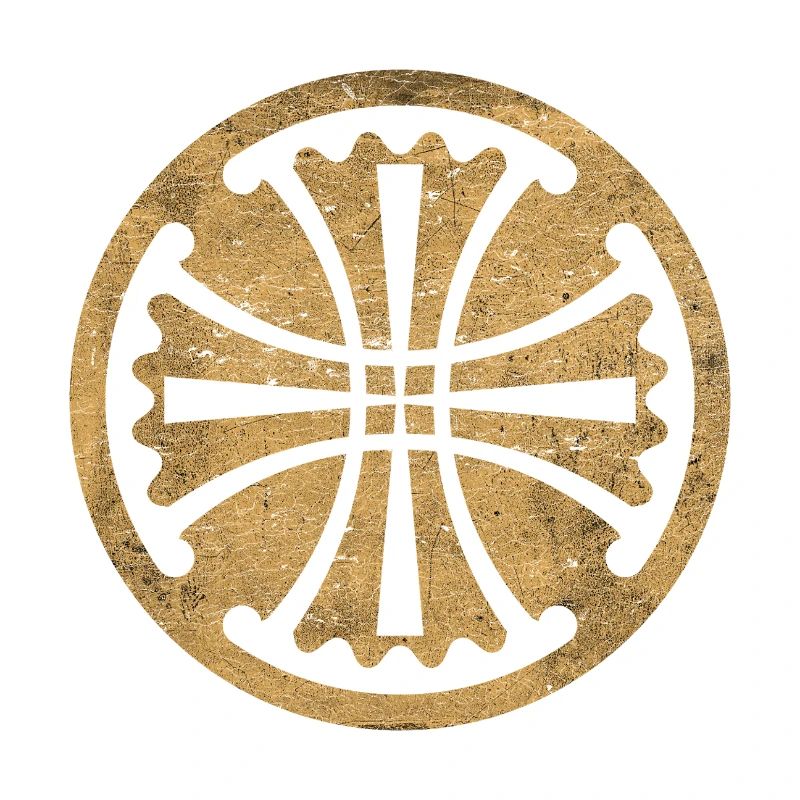 Croix de Canterbury dans un cercle doré