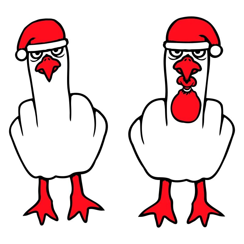 2 Möwen Mittelfinger Beleidigung Weihnachten Team