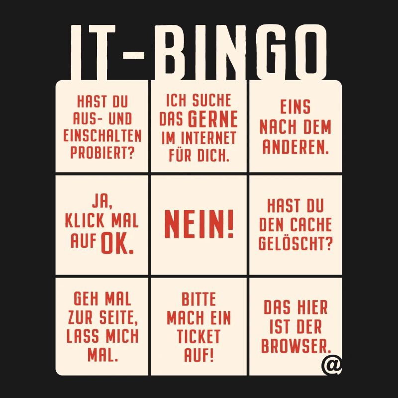 IT Support Bingo Service Desk IT Helpdesk Sysadmin