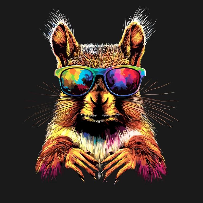 Eichhörnchen Kopfhörer Bunt Popart DJ Eichhörnchen