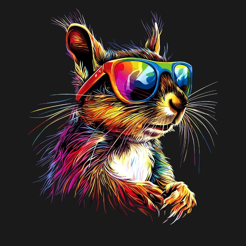 Eichhörnchen Kopfhörer Bunt Popart DJ Eichhörnchen