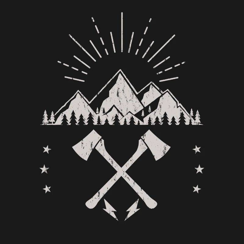 Robustes Berg-Sonnenaufgangsaxt-Emblem