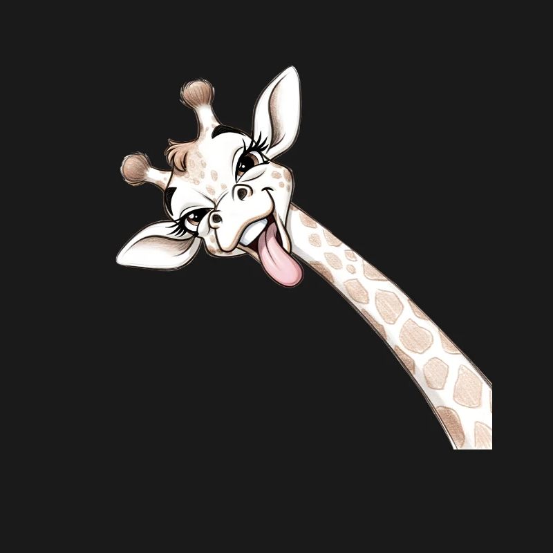 Girafe Joyeuse Langue Déployée