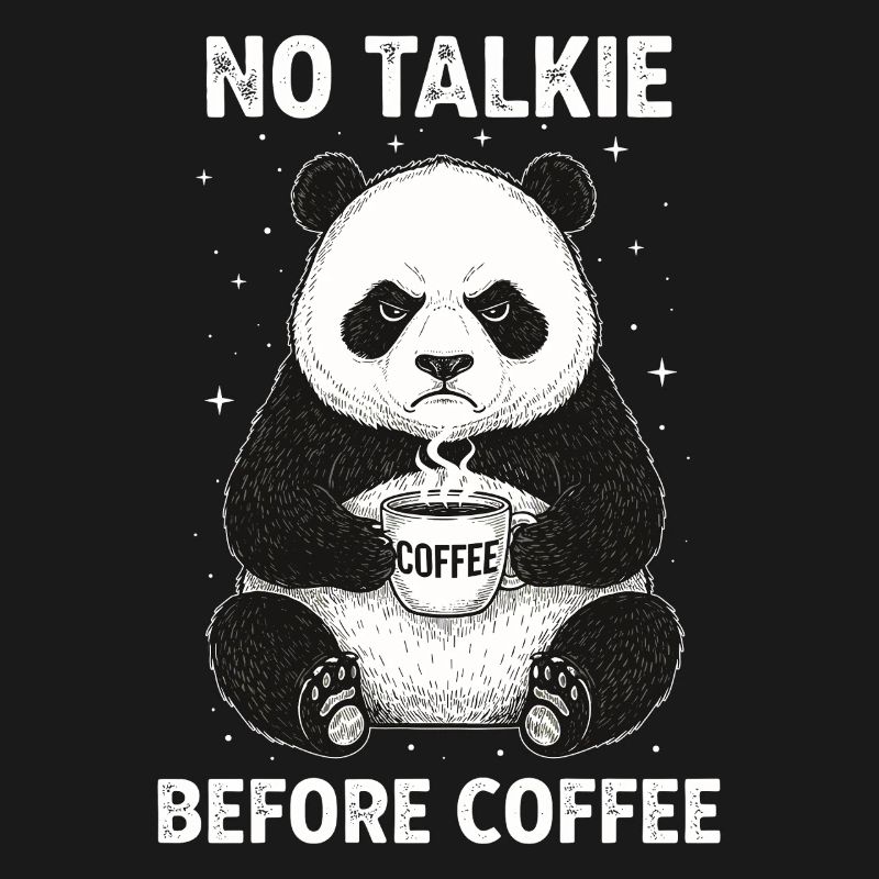 Pas de conversation devant un panda amateur de café