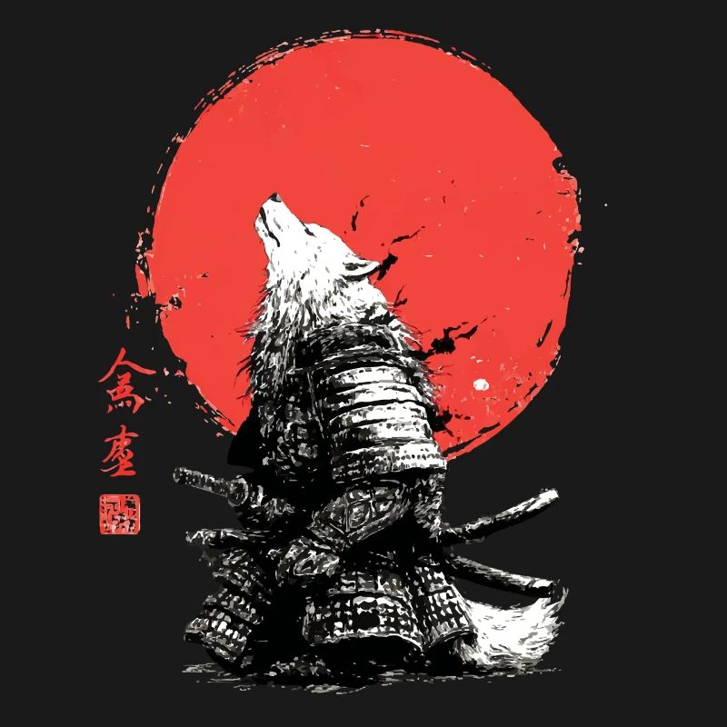 Wolf Samurai under Crimson Sun