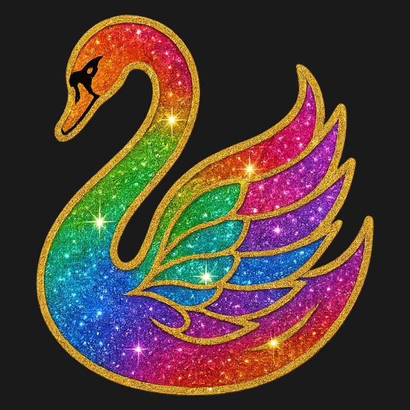 Regenbogen Glitzer Schwan Mutter