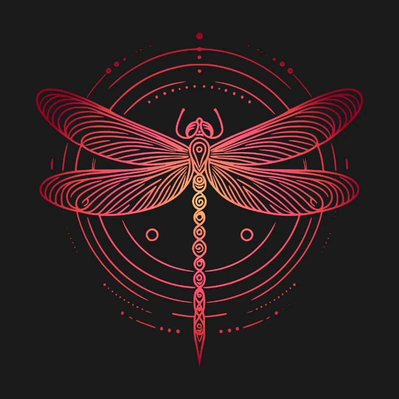 Dragonfly Spiral Patterns, Pink Gradient