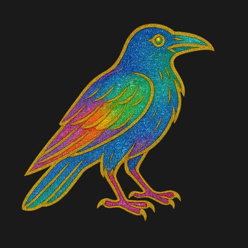 Conception de patch de corbeau arc-en-ciel