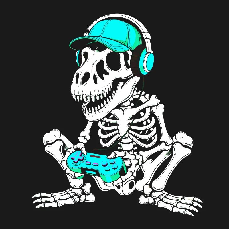 Skeleton DJ with controller and headset