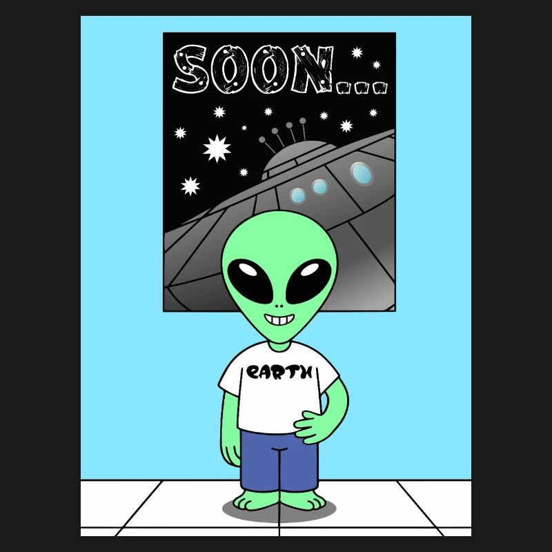 Alien devant le vaisseau spatial Terre