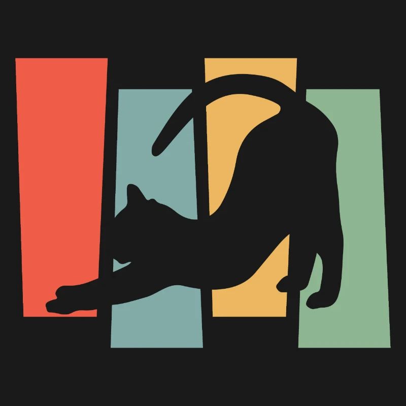 Silhouette de chat devant des blocs de couleur