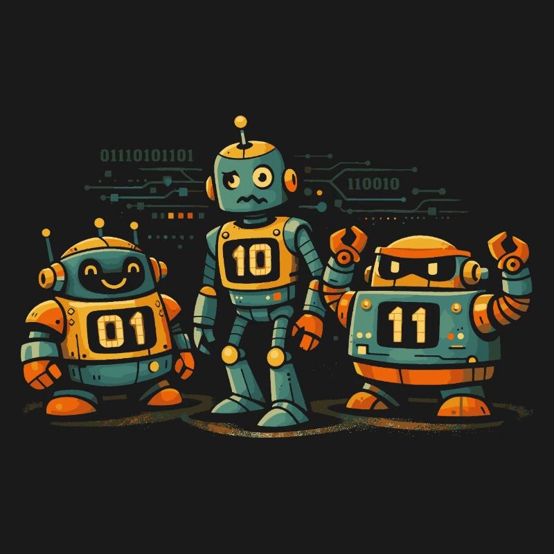 Geek Robots Binary Code Computer Science IT