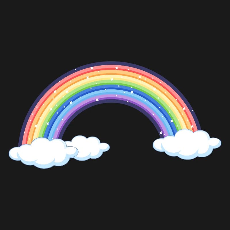 Lebendiger Regenbogen über den Wolken