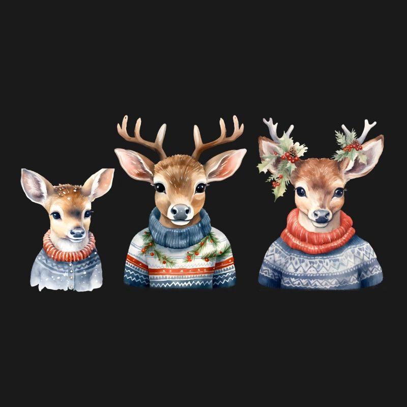 Winterhirsche Pullover-Trio