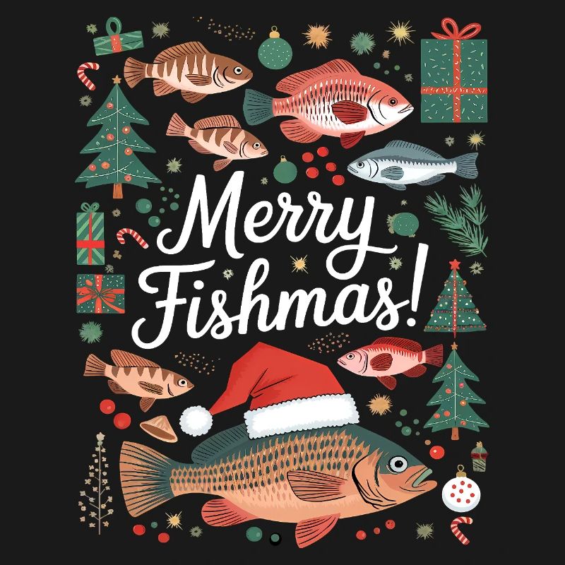 Pêcheur Pull de Noël Poisson Joyeux Poisson