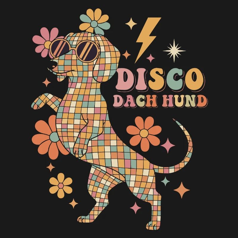 Techno Disco Dachshund Ball Party Drôle