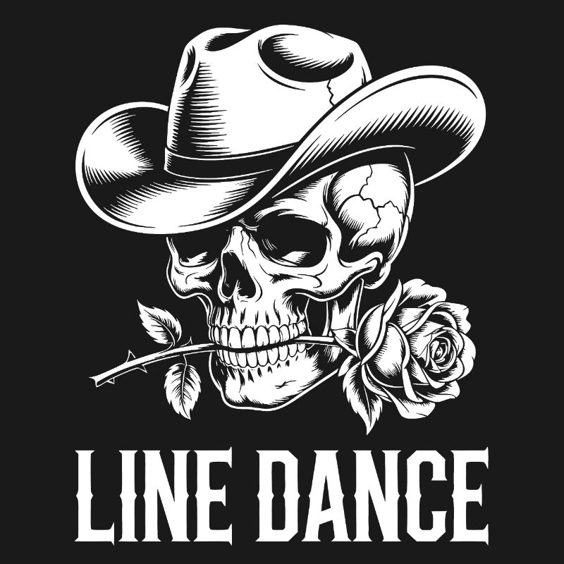 Line Dance Skull with Rose