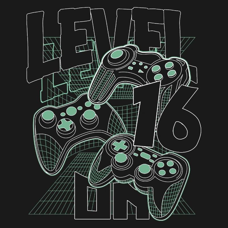 Level Up Retro Controller Graphic 16th Birthday