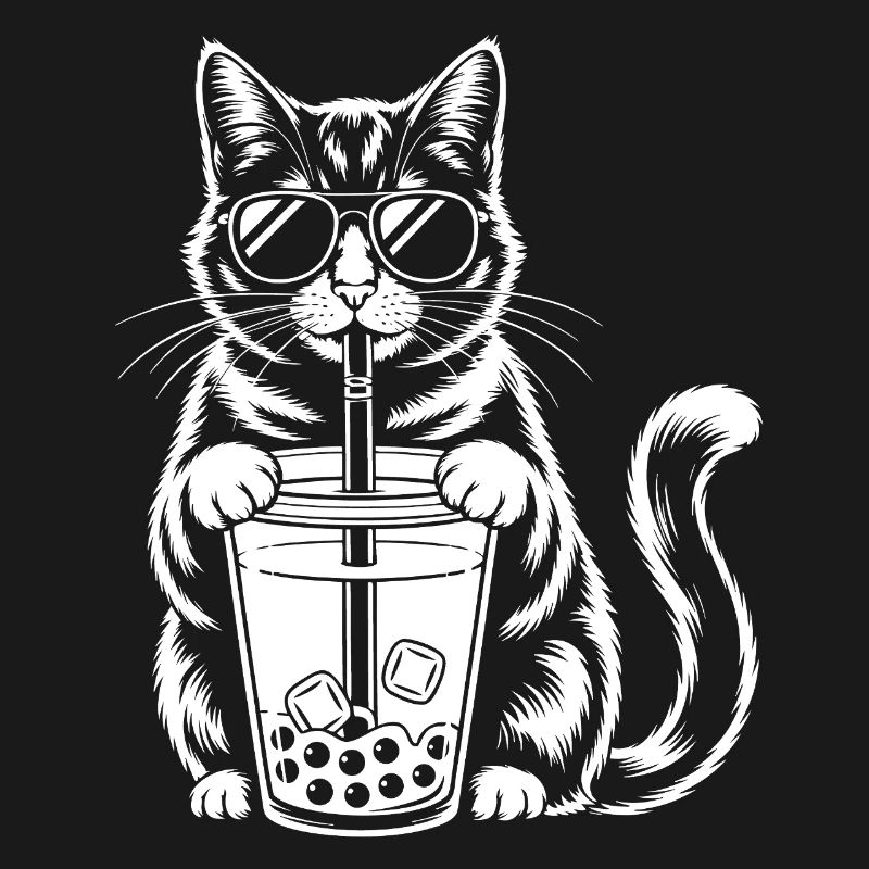 Katze mit Bubble Tee