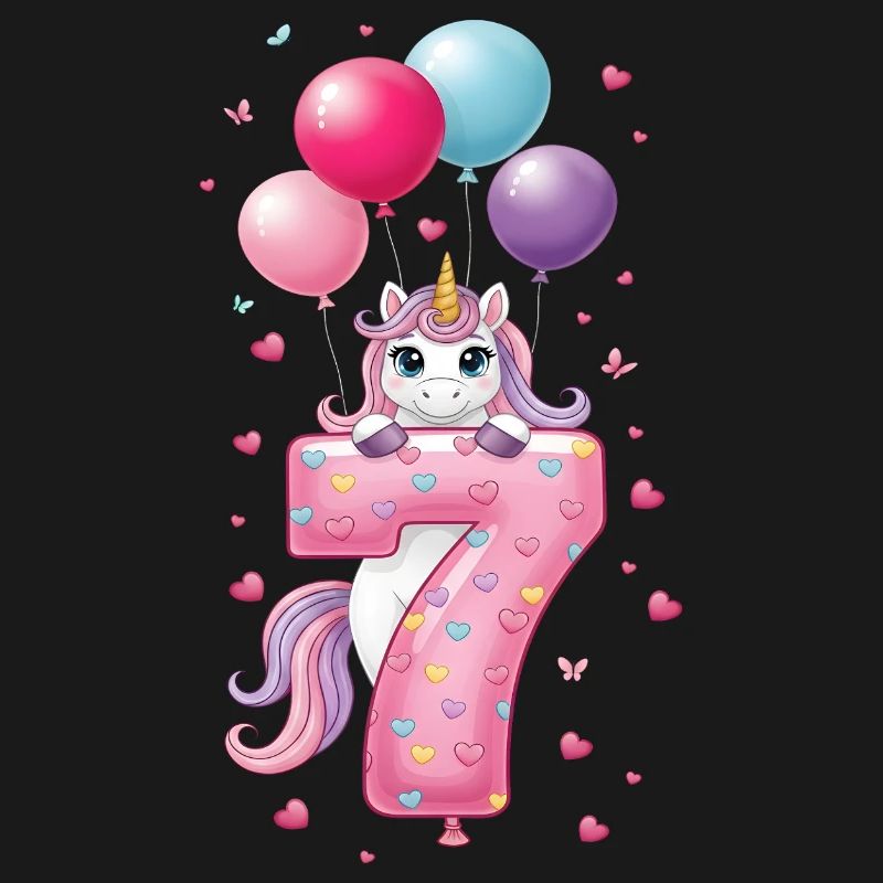 7 Jahre Mädchen Süßes Einhorn 7. Geburtstag
