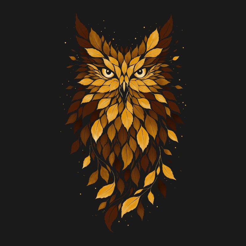 Golden Owl Leaf Pattern