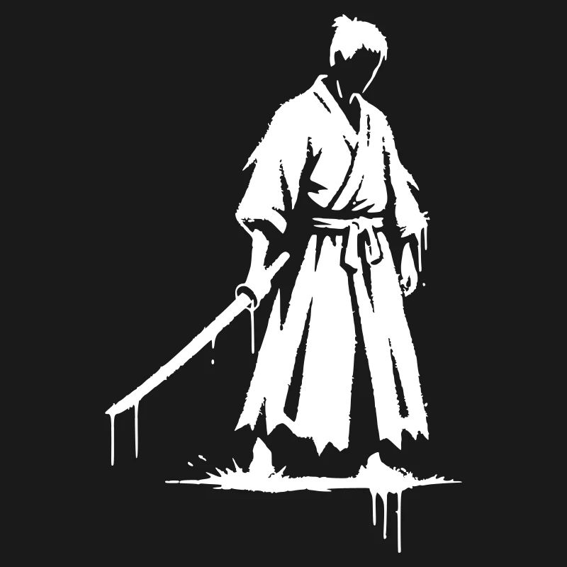 Sad ronin samurai warrior graffiti