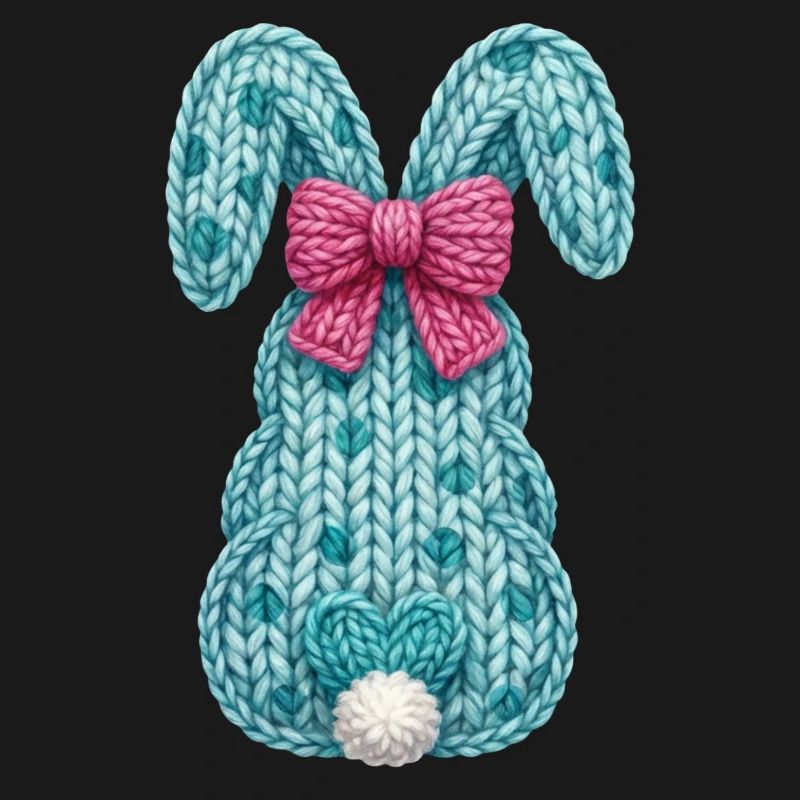 Easter Bunny From Back Bow Faux Yarn Easter