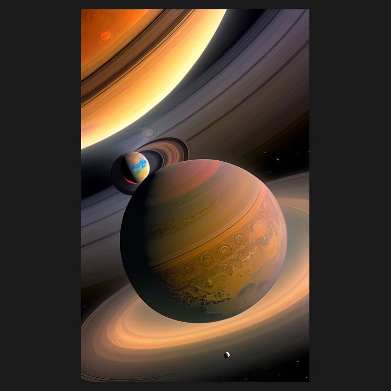 Celestial Ringed Planets Artwork