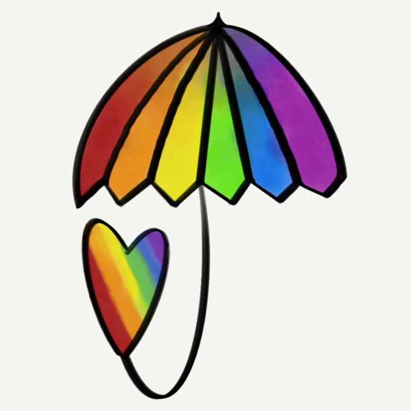 Regenbogen Herz mit Schirm