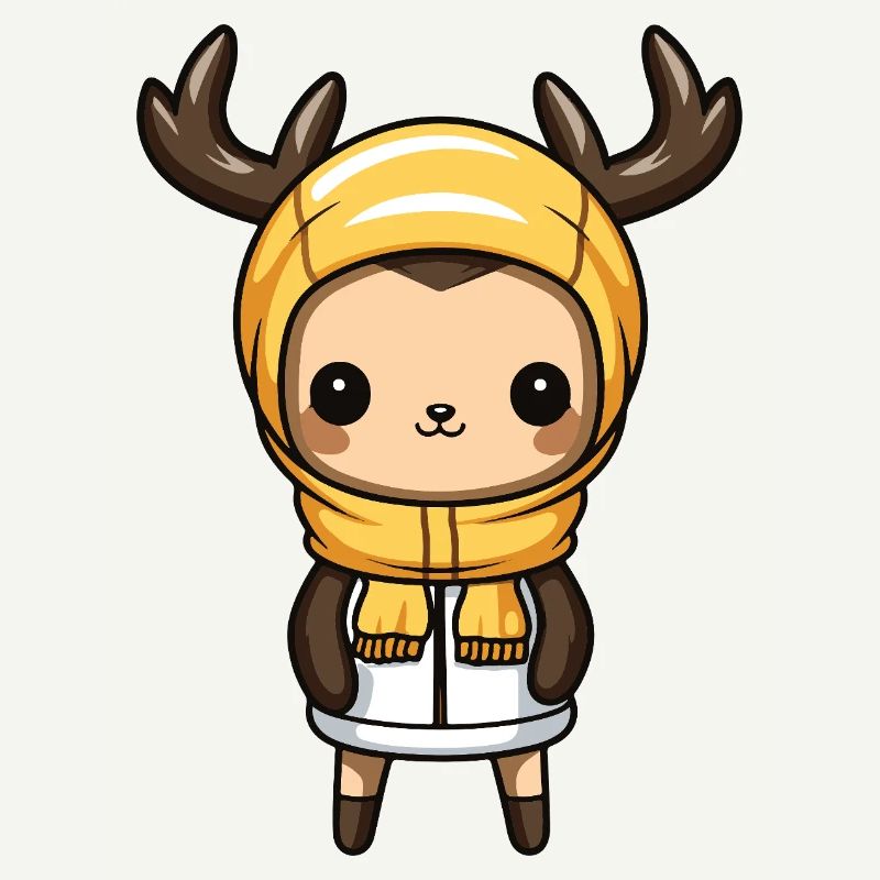 Deer Cute Comic Winter