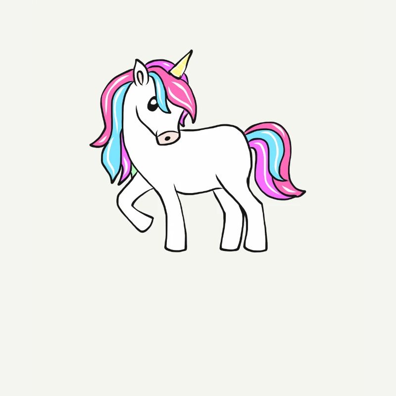 Licorne pastel à queue colorée