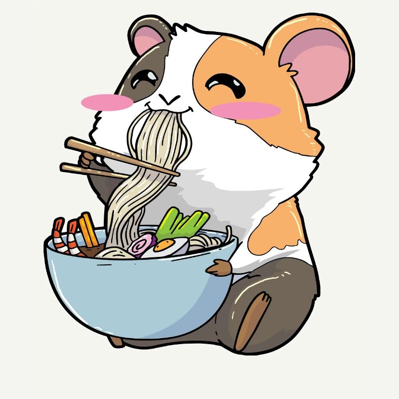 Guinea pig eats ramen
