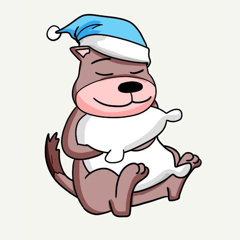 Weasel with pillow and sleeping cap