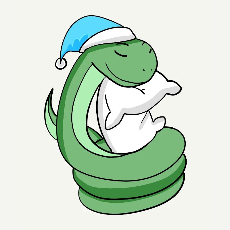 Snake with pillow and sleeping cap