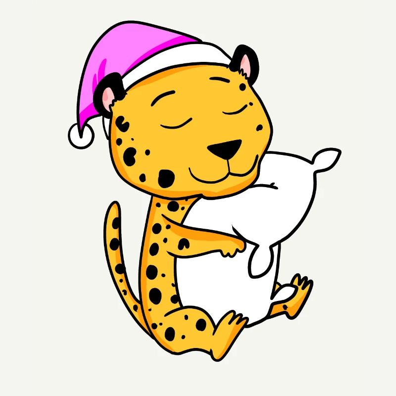 Guépard avec oreiller et bonnet de couchage