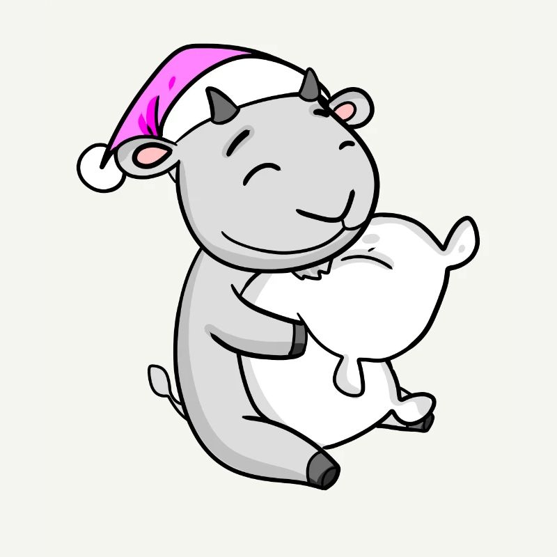 Goat with pillow and sleeping cap