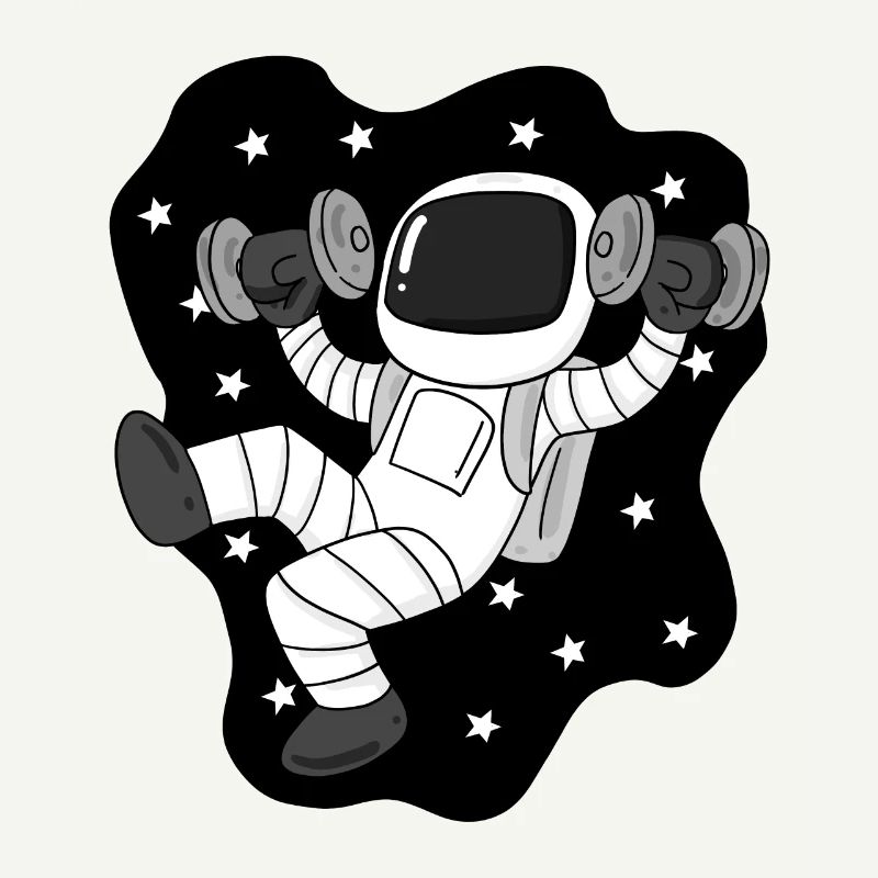 Astronaute avec des haltères dans l’espace