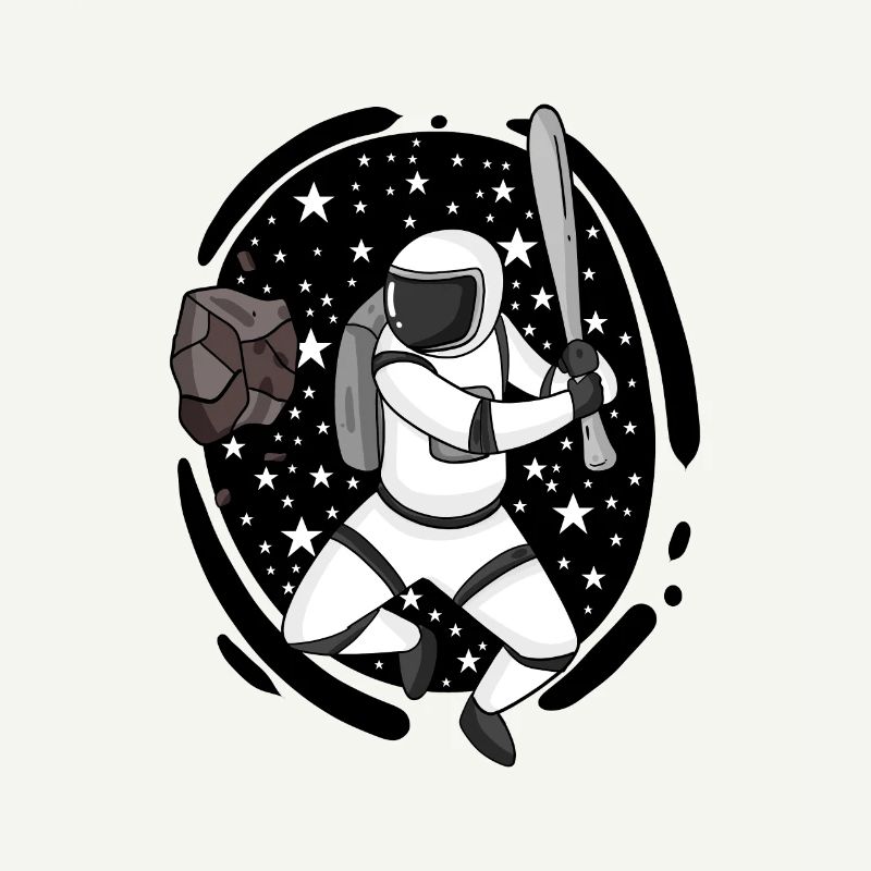 Astronaute avec batte de baseball dans l’espace
