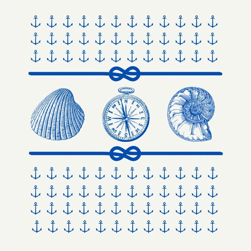 Seashells and Compass - Nautical Theme Lovers
