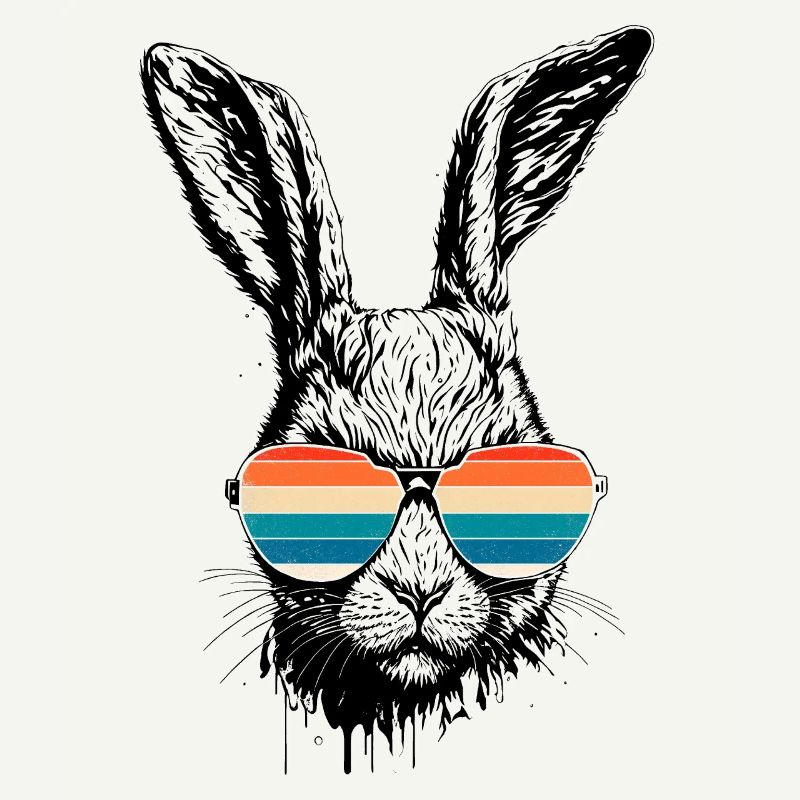 Retro Rabbit With Sunglasses Easter Rabbit Ears