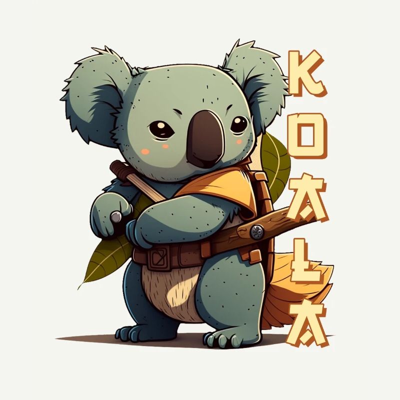 Samouraï Koala avec lettrage