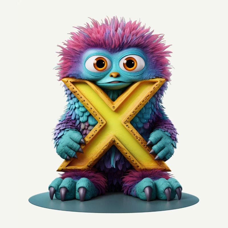 Monstre multicolore avec X