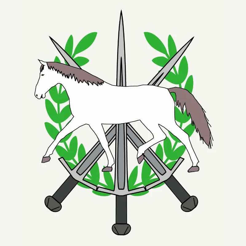 Lorbeerkranz Ritter Schwerter Held Pferd Held
