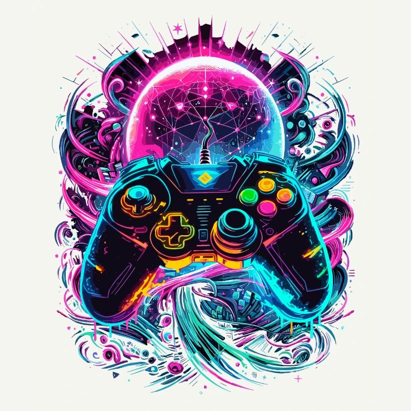 Manette de jeu Cyberpunk de Synthwave