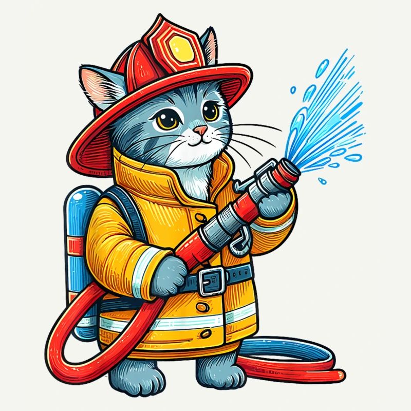 Firefighter Kitten Splash