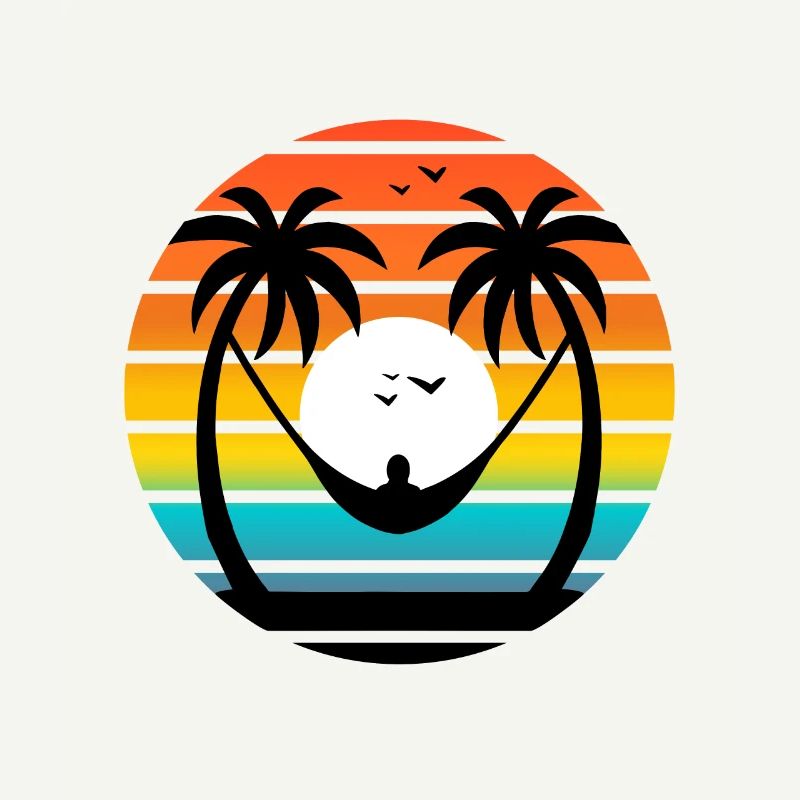 Sunset Palm Trees Hammock Relaxing Beach Vibes