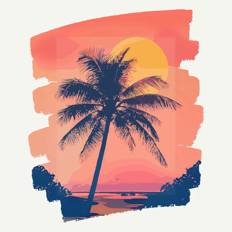 Beach Palm Trees Sunset Summer