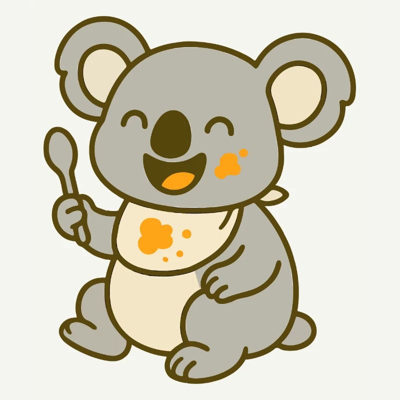 Mignon bébé koala mangeant