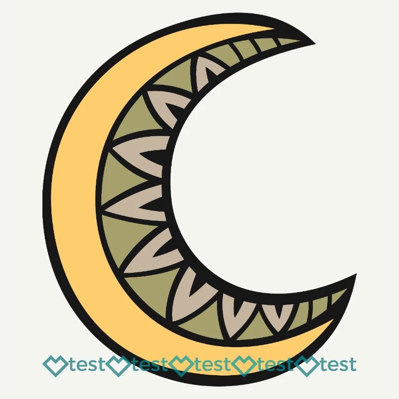 Moon pattern with geometric leaf décor motif